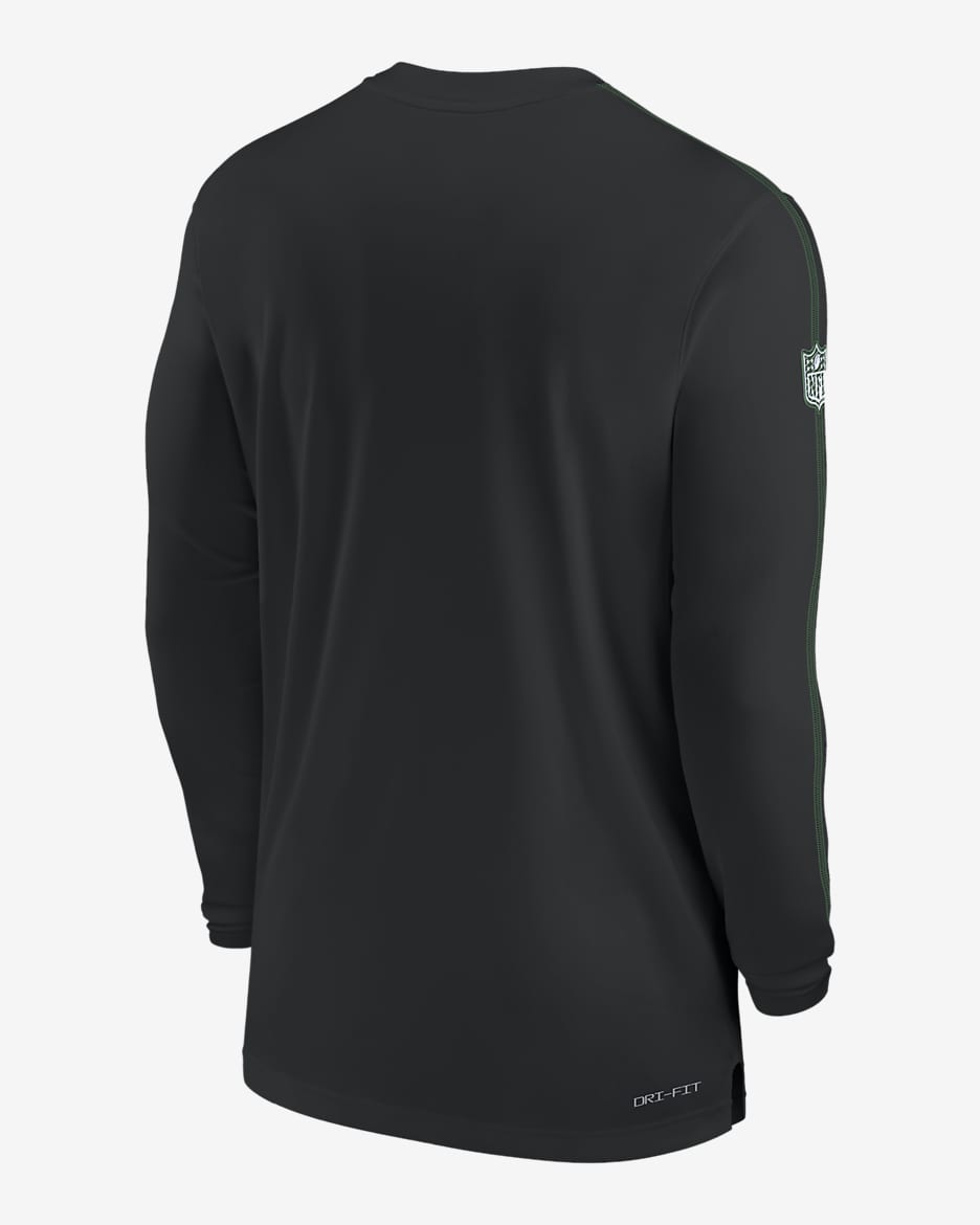 Playera de manga larga Nike Dri FIT de la NFL para hombre New York Jets Sideline Coach. Nike